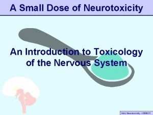 A Small Dose of Neurotoxicity An Introduction to