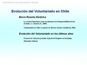 CTEDRA DE VOLUNTARIADO SOCIAL Evolucin del Voluntariado en