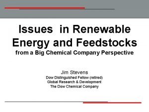 Issues in Renewable Energy and Feedstocks from a