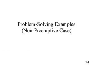 ProblemSolving Examples NonPreemptive Case 5 1 Outline Jobshop