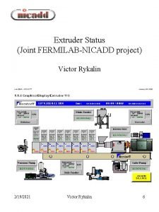 Extruder Status Joint FERMILABNICADD project Victor Rykalin 2192021