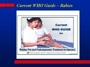 Current WHO Guide Rabies Prophylaxis and Treatment Rabies