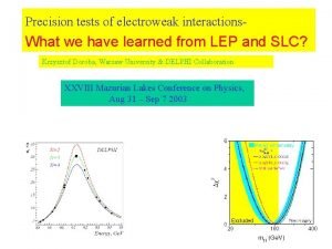 Precision tests of electroweak interactions What we have