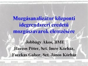 Mozgsanaliztor kzponti idegrendszeri eredet mozgszavarok elemzsre Jobbgy kos