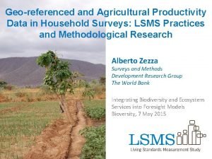 Georeferenced and Agricultural Productivity Data in Household Surveys