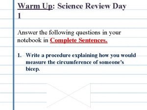 Warm up science