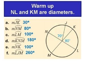 Warm up NL and KM are diameters 30