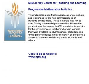New Jersey Center for Teaching and Learning Progressive