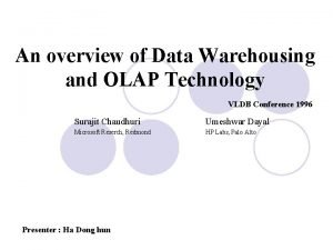 An overview of data warehousing and olap technology