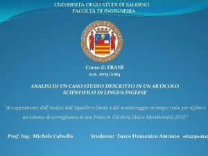 UNIVERSIT DEGLI STUDI DI SALERNO FACOLT DI INGEGNERIA