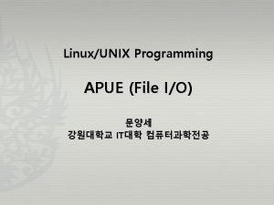 LinuxUNIX Programming APUE File IO IT What is