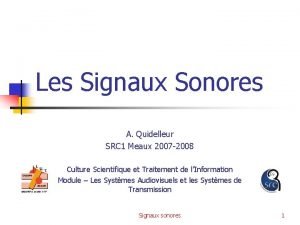 Les Signaux Sonores A Quidelleur SRC 1 Meaux