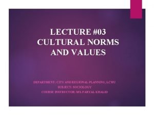 Norms vs values examples