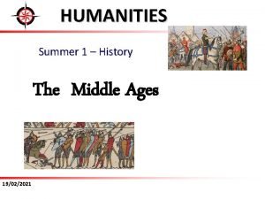 HUMANITIES Summer 1 History The Middle Ages 19022021