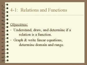 4 1 Relations and Functions Objectives Understand draw