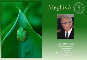 Meghv Dr Lzr Gyula emeritus professzor 75 szletsnapja