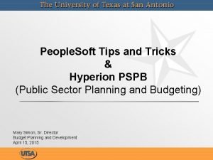 People Soft Tips and Tricks Hyperion PSPB Public