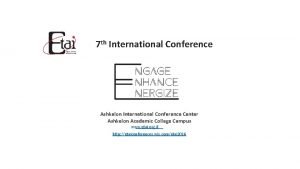 7 th International Conference Ashkelon International Conference Center