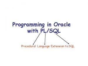 Programming in Oracle with PLSQL Procedural Language Extension