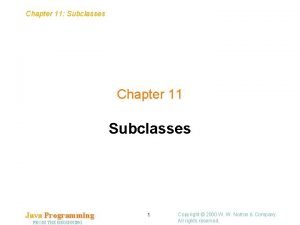 Chapter 11 Subclasses Chapter 11 Subclasses Java Programming