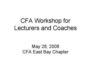 Cfa lecturer handbook