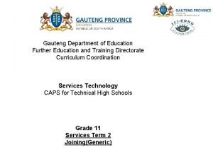 Gauteng Department of Education Further Education and Training