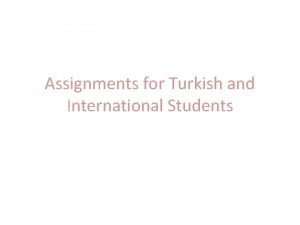 Assignment in turkish