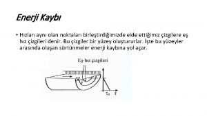 Enerji Kayb Hzlar ayn olan noktalar birletirdiimizde elde