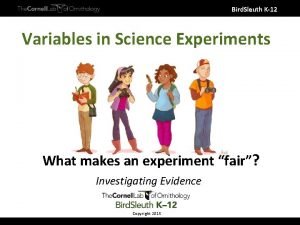 Bird Sleuth K12 Variables in Science Experiments What