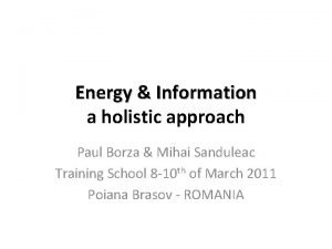 Energy Information a holistic approach Paul Borza Mihai
