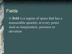 Fields A field is a region of space