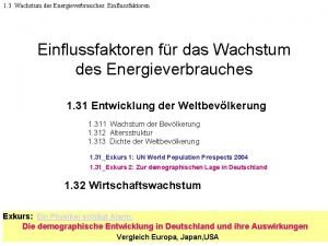 1 3 Wachstum des Energieverbrauches Einflussfaktoren fr das