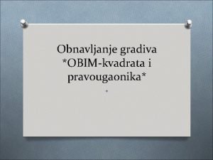 Obnavljanje gradiva OBIMkvadrata i pravougaonika ta je obim