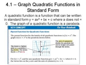 4-1 graphing quadratic functions