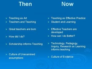 Then Now Teaching as Art Teachers and Teaching