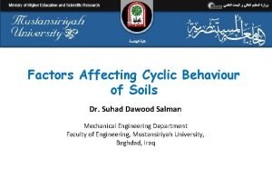 Factors Affecting Cyclic Behaviour of Soils Dr Suhad