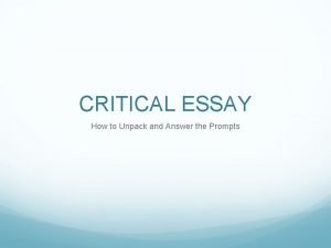 How to unpack an essay question