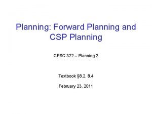 Csp planning Csp planning