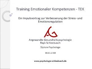 Training Emotionaler Kompetenzen TEK Ein Impulsvortrag zur Verbesserung