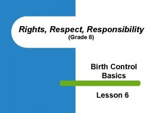 Rights Respect Responsibility Grade 8 Birth Control Basics