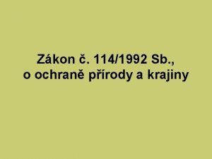 Zkon 1141992 Sb o ochran prody a krajiny