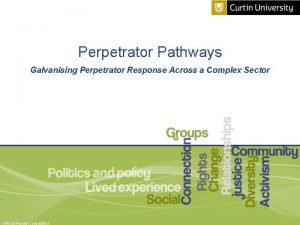Perpetrator Pathways Galvanising Perpetrator Response Across a Complex