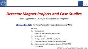Detector Magnet Projects and Case Studies EPRD effort