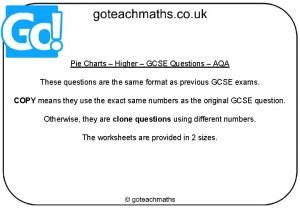 Pie Charts Higher GCSE Questions AQA These questions