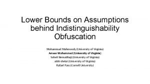 Lower Bounds on Assumptions behind Indistinguishability Obfuscation Mohammad