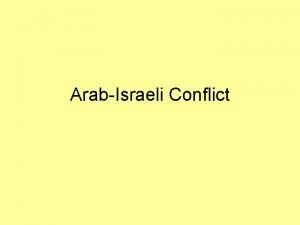 ArabIsraeli Conflict Introduction Two conflicting sides over land