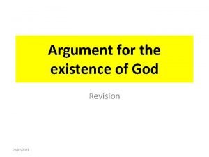 Argument for the existence of God Revision 19022021