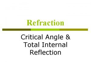 Refraction Critical Angle Total Internal Reflection Total Internal