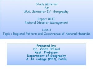 Study Material For M A Semester IV Geography