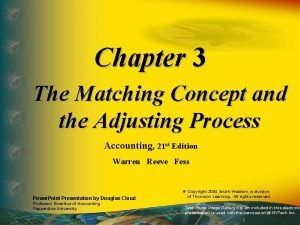 Chapter 3 The Matching Concept and the Adjusting